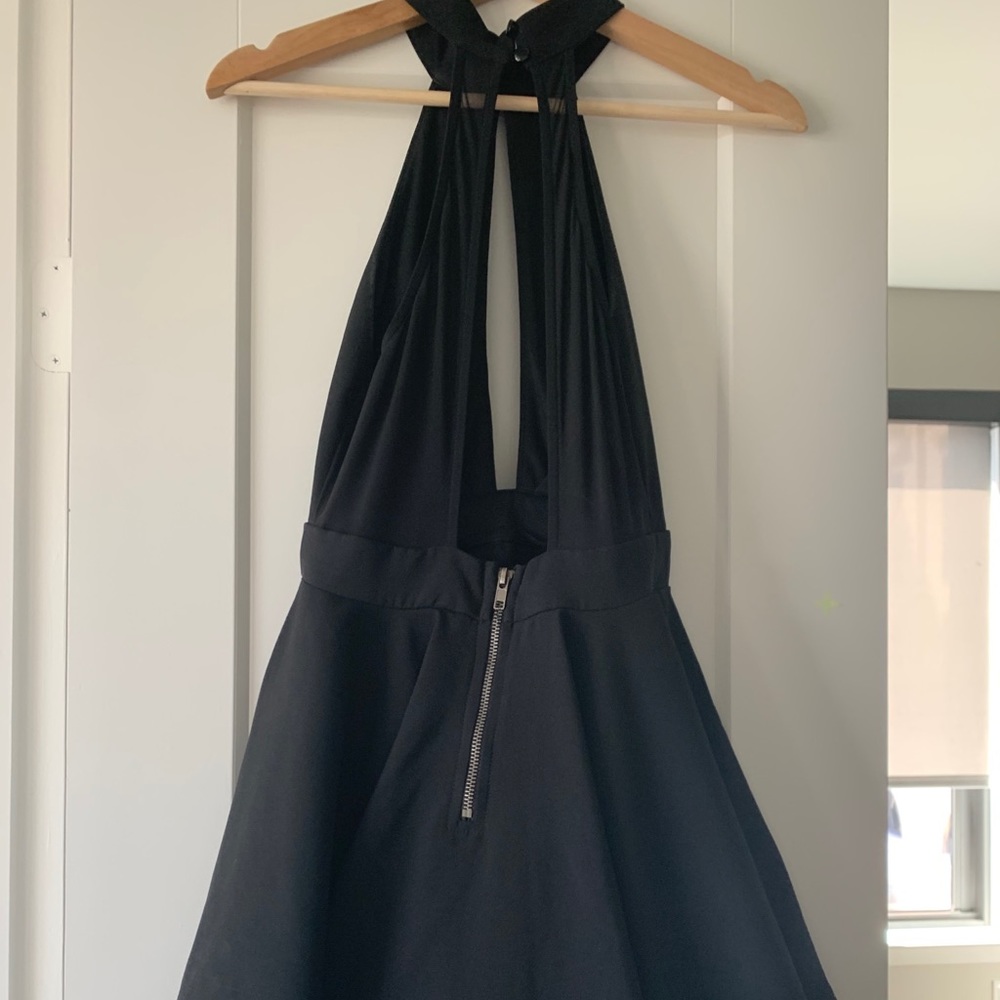 Black halter neck swing dress